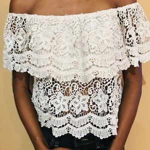 Ivory off the shoulder blouse